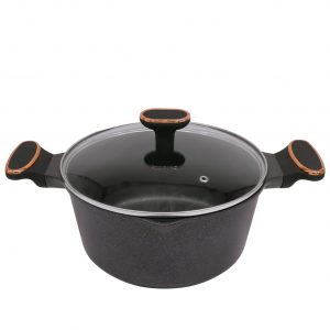 20-32cm Die-Cast Aluminum Casserole with Copper Accents & Induction Base