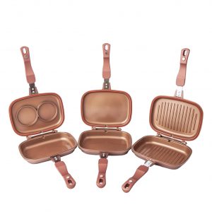 24*16cmDie-Cast Aluminum Mini Double Fry Pan with Standard Encapsulated Base