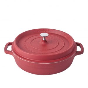 Die-Cast Aluminum Shallow Casserole Pan with Self-Basting Lid & Induction Base