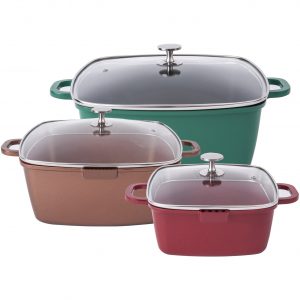 20-28cmDie-Cast Aluminum Square Casserole with Special Lid & Induction Base