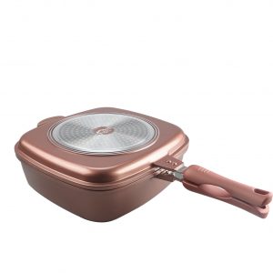 32-36cmDie-Cast Aluminum Deep Double Fry Pan with Induction Base