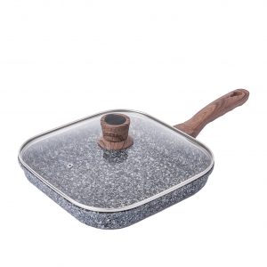 24-28cmDie-Cast Aluminum Grill Pan with Granite Finish & Induction Base