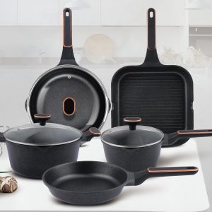 Die-Cast Cookware Set with Gold-Accent Handles