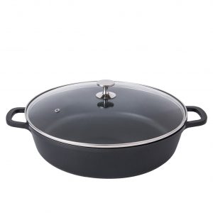 20-40cmDie-Cast Aluminum Shallow Casserole Pan with Induction Base